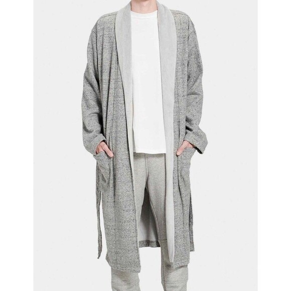 UGG‎ Robinson Men's Size L/XL Grey Heather Robe Cotton Fleece 1096932 NEW - Picture 5 of 9